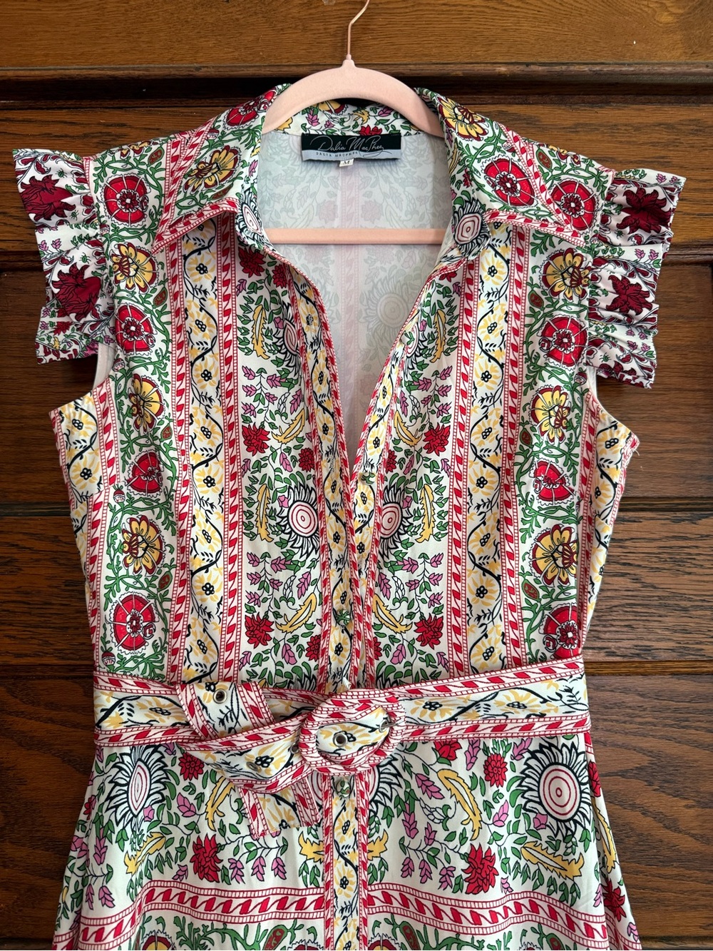 DALIA MACPHEE Sleeveless Button Down Belted Maxi Dress Floral Pattern US M - Picture 2 of 9
